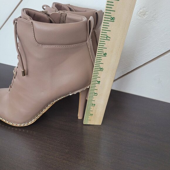 NEW BCBGeneration Taupe Hinna Women's Size 6.5 Lace-Up Stiletto Ankle Bootie 6PT - Picture 7 of 11